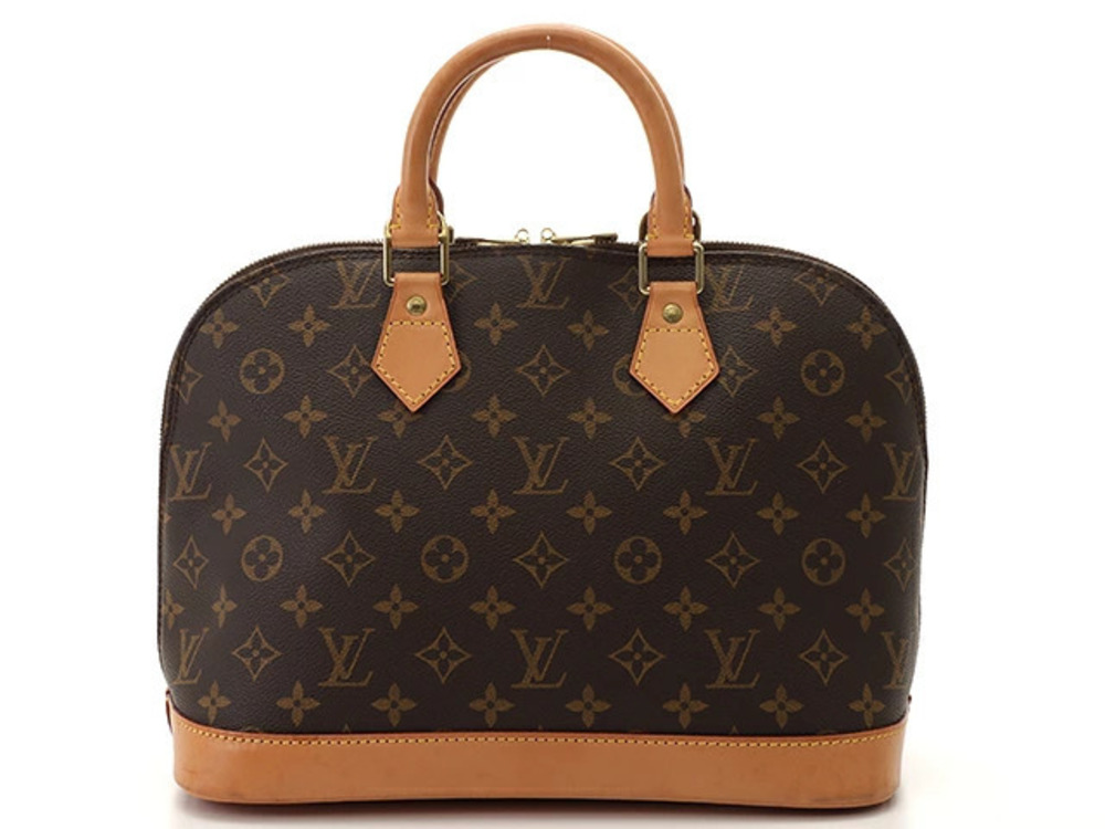 LOUIS VUITTON Alma Monogram Handbag Leather Brown